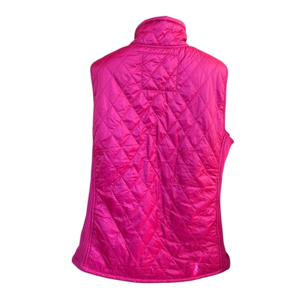 L.L. Bean Quilted Vest 1X Hot Pink Magenta Zip Pockets Fleece Lined - Picture 5 of 16